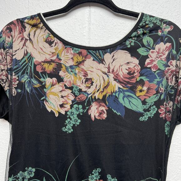 Eloista Early 2000s Retro Floral Mesh Womens Top Small Fairygoth Whimsigoth Chic - Picture 2 of 8